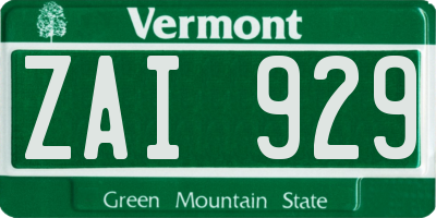 VT license plate ZAI929