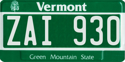 VT license plate ZAI930