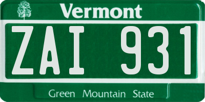 VT license plate ZAI931