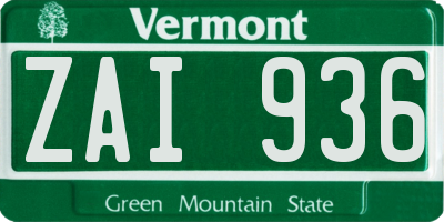 VT license plate ZAI936