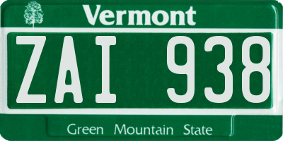 VT license plate ZAI938