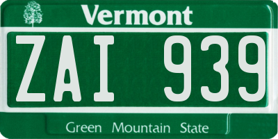 VT license plate ZAI939