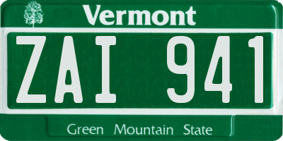 VT license plate ZAI941