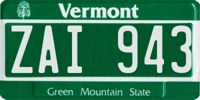 VT license plate ZAI943