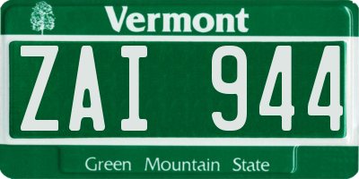 VT license plate ZAI944