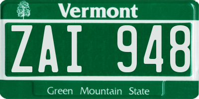 VT license plate ZAI948