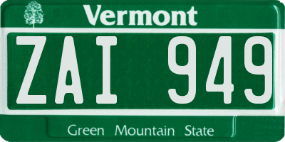 VT license plate ZAI949