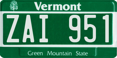 VT license plate ZAI951