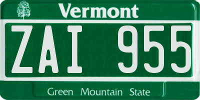 VT license plate ZAI955