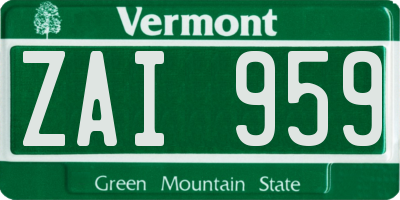 VT license plate ZAI959