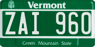 VT license plate ZAI960