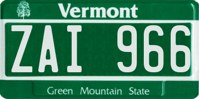 VT license plate ZAI966