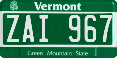 VT license plate ZAI967