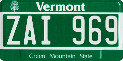 VT license plate ZAI969