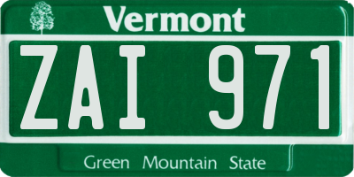 VT license plate ZAI971