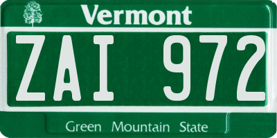 VT license plate ZAI972