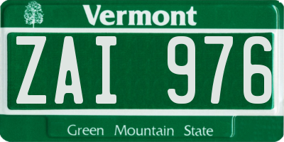 VT license plate ZAI976