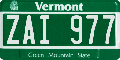 VT license plate ZAI977