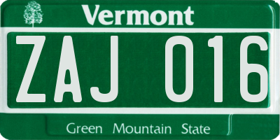 VT license plate ZAJ016