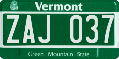 VT license plate ZAJ037