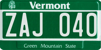 VT license plate ZAJ040