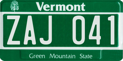 VT license plate ZAJ041