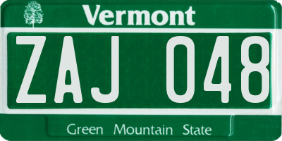 VT license plate ZAJ048