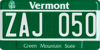 VT license plate ZAJ050