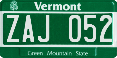 VT license plate ZAJ052