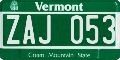 VT license plate ZAJ053