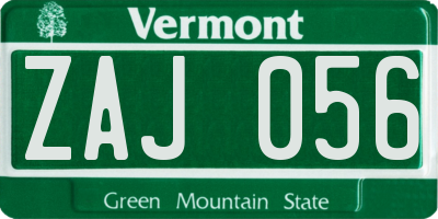 VT license plate ZAJ056