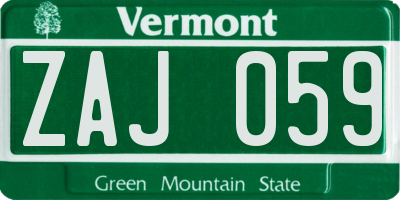 VT license plate ZAJ059