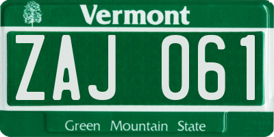 VT license plate ZAJ061