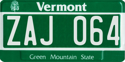 VT license plate ZAJ064
