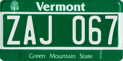 VT license plate ZAJ067