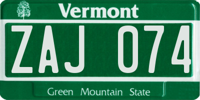 VT license plate ZAJ074
