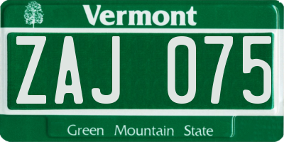 VT license plate ZAJ075