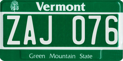 VT license plate ZAJ076