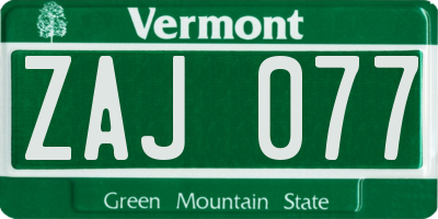 VT license plate ZAJ077