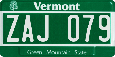 VT license plate ZAJ079