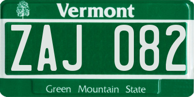VT license plate ZAJ082
