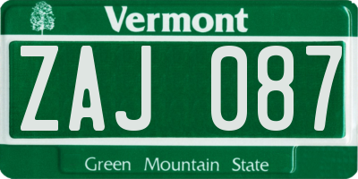 VT license plate ZAJ087