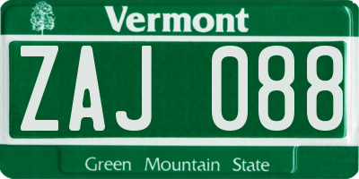 VT license plate ZAJ088