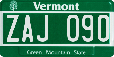 VT license plate ZAJ090