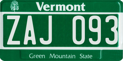 VT license plate ZAJ093