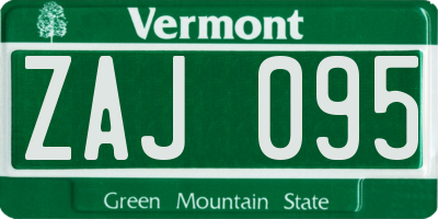 VT license plate ZAJ095