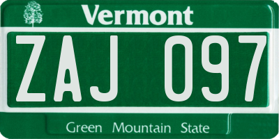 VT license plate ZAJ097