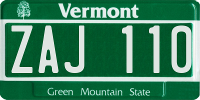 VT license plate ZAJ110