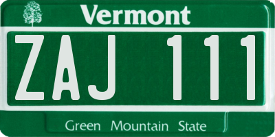 VT license plate ZAJ111