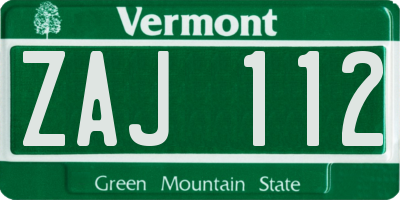 VT license plate ZAJ112